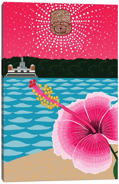 Landscape With Flower And Buddha Canvas Art Print - Jackie Besteman