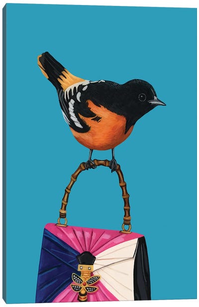 Baltimore Oriole Bird On Gucci Purse Canvas Art Print