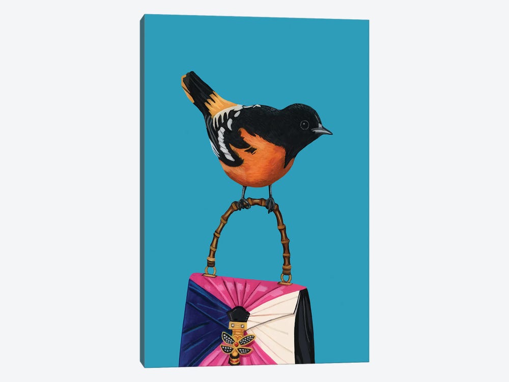 Baltimore Oriole Bird On Gucci Purse by Jackie Besteman 1-piece Canvas Art Print