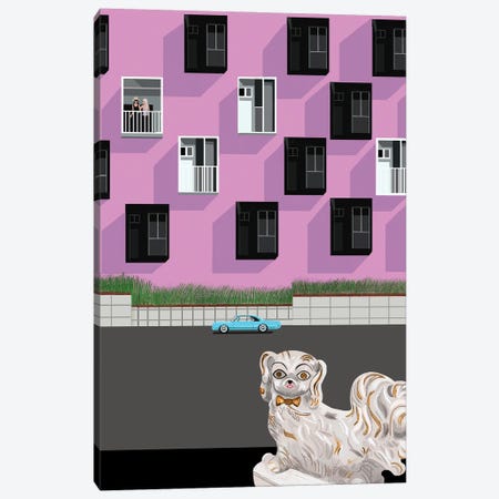 Ceramic Dog And Streetscene Canvas Print #BTM40} by Jackie Besteman Canvas Art