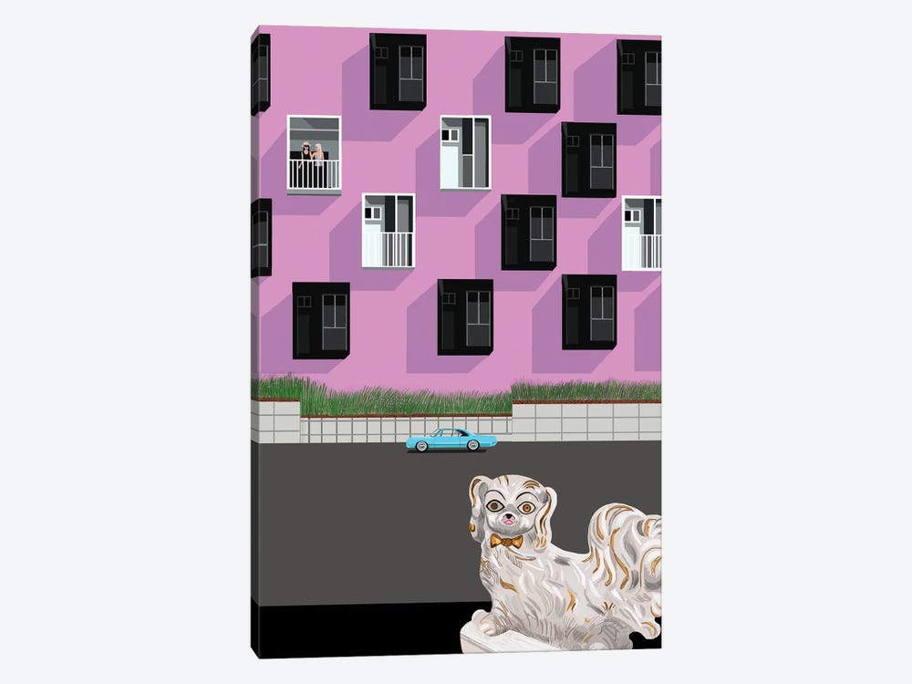 Ceramic Dog And Streetscene by Jackie Besteman 1-piece Canvas Art Print