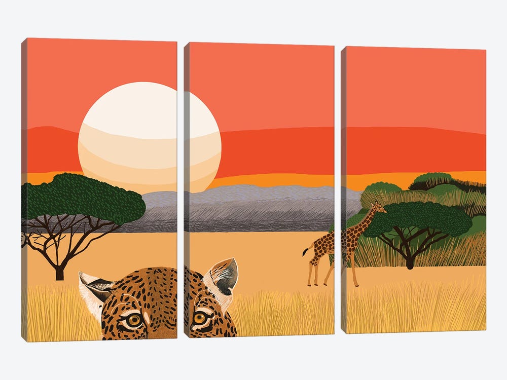 African Landscape by Jackie Besteman 3-piece Canvas Art Print