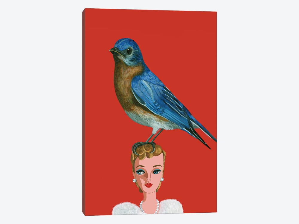 Mountain Bluebird On Barbie by Jackie Besteman 1-piece Canvas Art Print