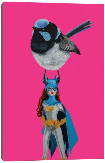 Fairy Wren On Batgirl Canvas Art Print - Wrens