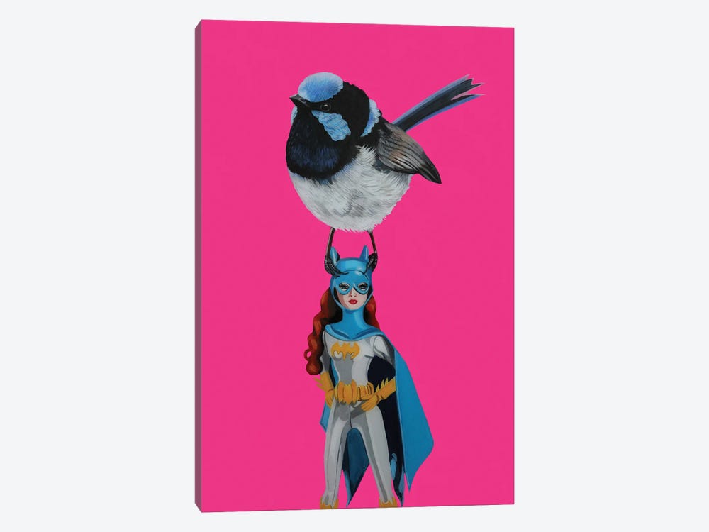 Fairy Wren On Batgirl by Jackie Besteman 1-piece Canvas Artwork