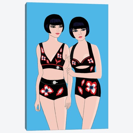Twin Bathers Canvas Print #BTM5} by Jackie Besteman Canvas Art