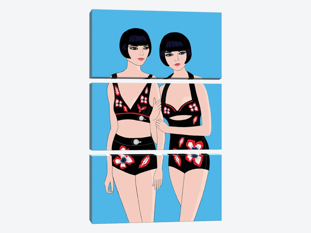 Twin Bathers by Jackie Besteman 3-piece Art Print