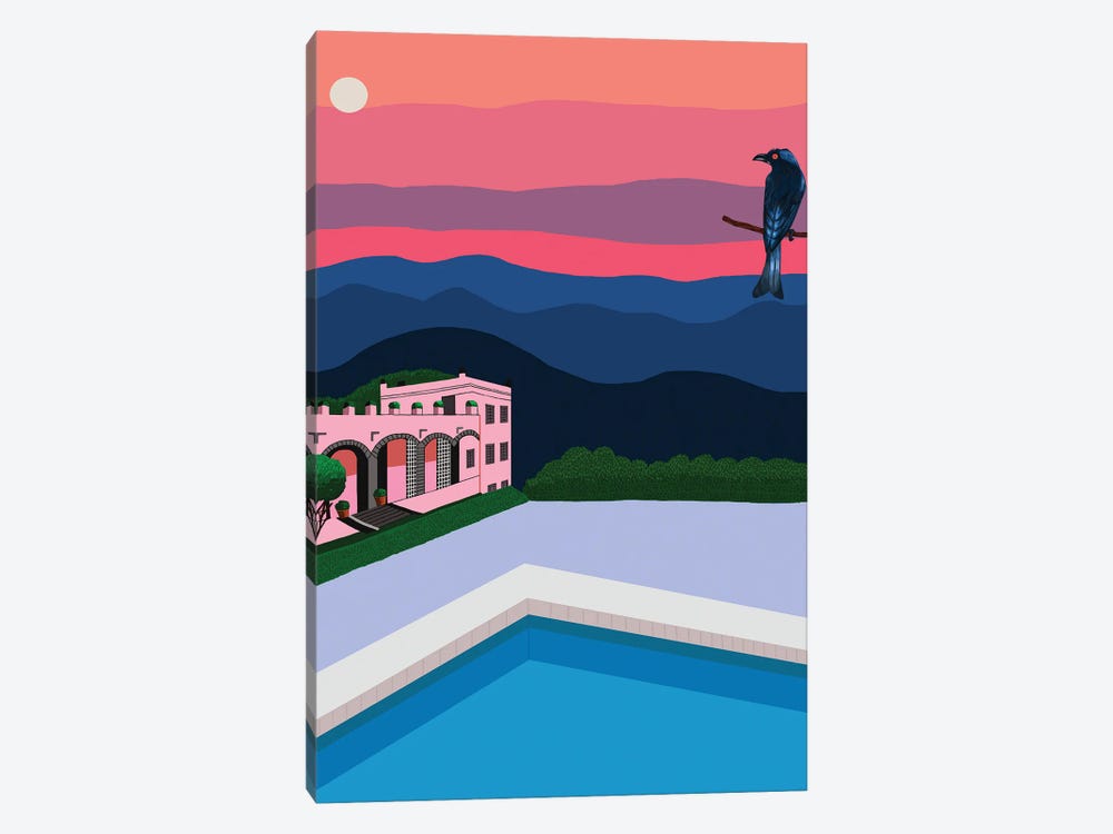 Sunset With Swimming Pool And Bird by Jackie Besteman 1-piece Canvas Print