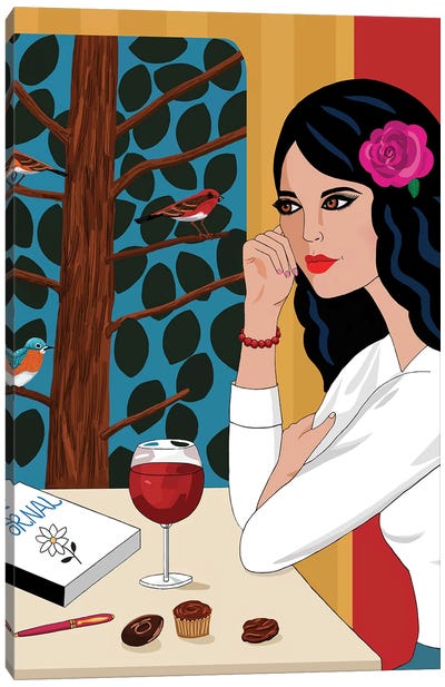 Red Wine Therapy Canvas Art Print - Self-Care Art