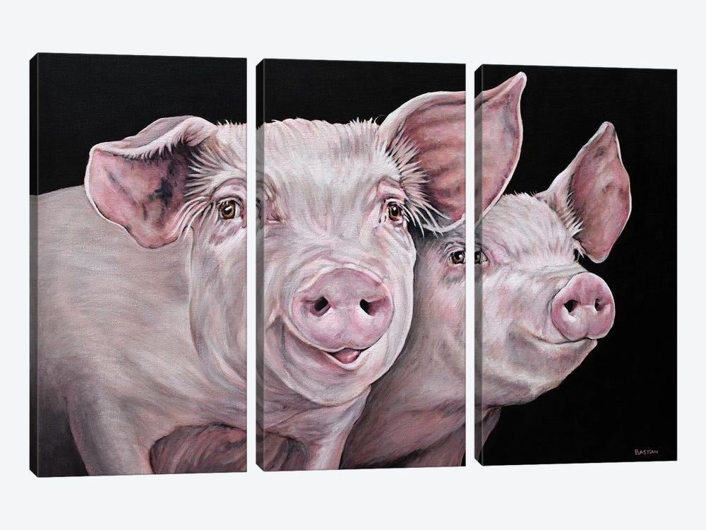 Pirky And Porky by Clara Bastian 3-piece Canvas Print