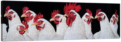 Rooster And Harem Canvas Art Print - Farmhouse Kitchen Art