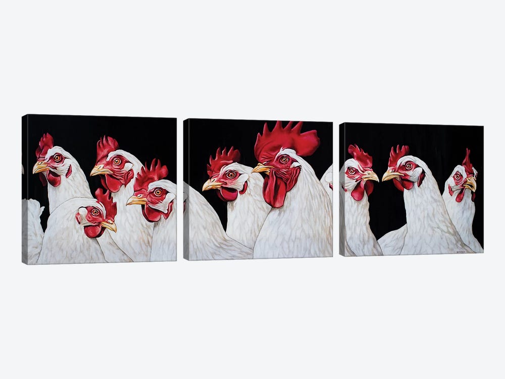 Rooster And Harem by Clara Bastian 3-piece Canvas Artwork