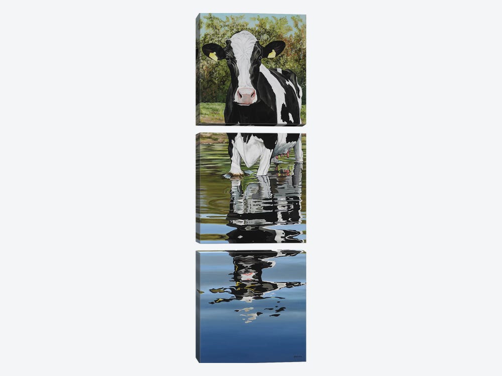Cow In A Creek by Clara Bastian 3-piece Canvas Wall Art