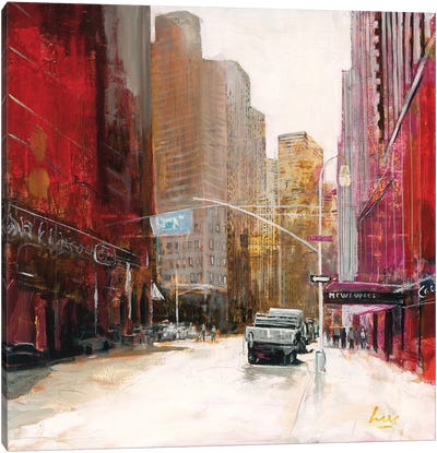 Red Fusion V Canvas Art Print - Cityscape Art