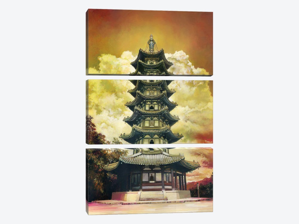 Pagoda by beware the void 3-piece Canvas Wall Art