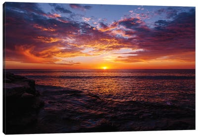 Sunset Cliffs Night III Canvas Art Print - Lake & Ocean Sunrise & Sunset Art