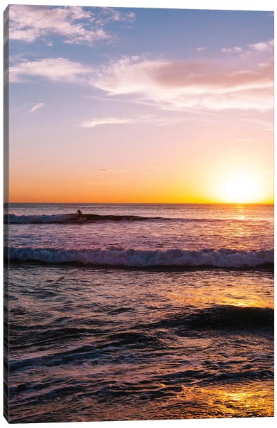 Sunset Surfers V Canvas Art Print - Beach Sunrise & Sunset Art