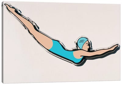 Palm Springs Dive Canvas Art Print - Women's Swimsuit & Bikini Art