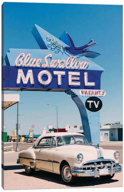 Blue Swallow Motel Canvas Art Print - Bethany Young