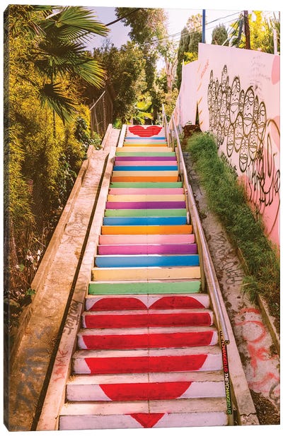 Micheltorena Stairs Canvas Art Print - Los Angeles Art