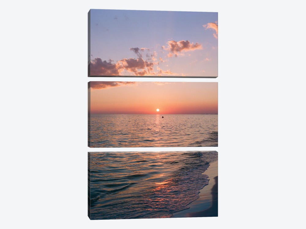 Florida Ocean Sunset On Film by Bethany Young 3-piece Canvas Wall Art