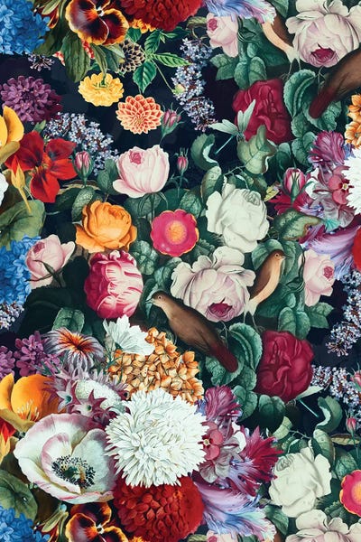 Floral & Botanical Patterns: Exotic Garden - Night XIII by Burcu Korkmazyurek