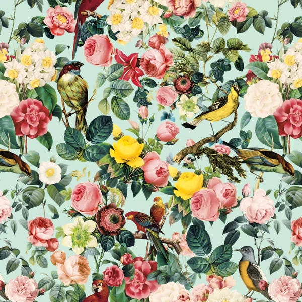 Granny Chic: Floral And Bird III by Burcu Korkmazyurek