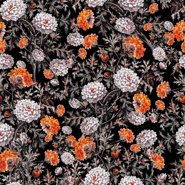 Floral & Botanical Patterns: Exotic Garden - Night XVII-II by Burcu Korkmazyurek