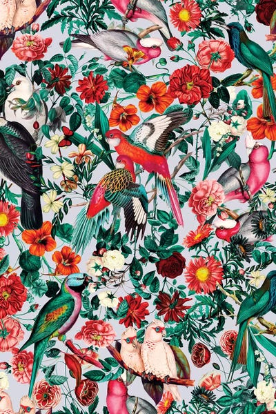 Floral & Botanical Patterns: Floral And Birds XIV-II by Burcu Korkmazyurek