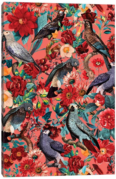 Floral And Birds XIX Canvas Art Print - Burcu Korkmazyurek