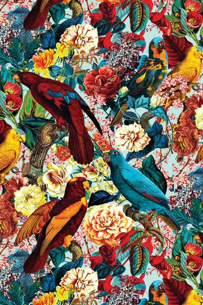 Carnations: Floral And Birds XV by Burcu Korkmazyurek