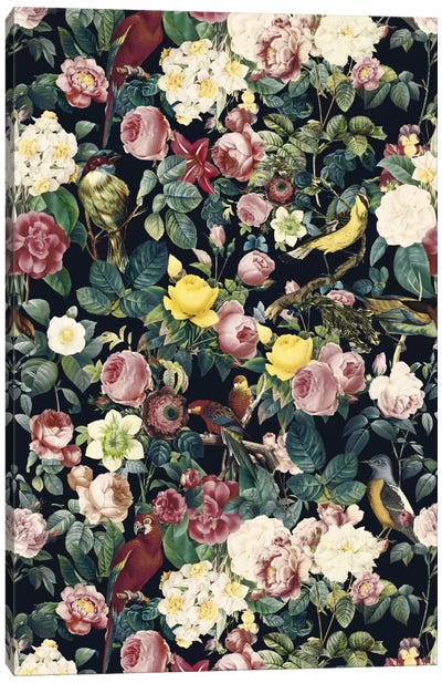 Floral And Bird IV Canvas Art Print - Burcu Korkmazyurek