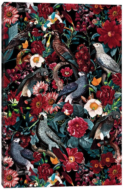 Floral And Birds XX Canvas Art Print - Burcu Korkmazyurek