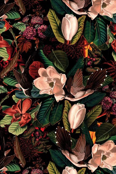 Floral & Botanical Patterns: Floral And Birds XXI by Burcu Korkmazyurek