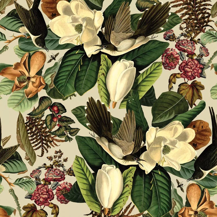 Floral And Birds XXI-II by Burcu Korkmazyurek wall art