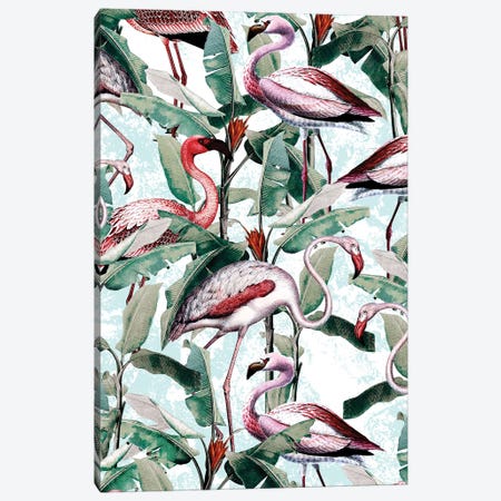 Floral And Flamingo VIII Canvas Print #BUR133} by Burcu Korkmazyurek Canvas Art