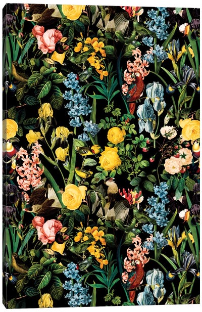 Floral And Bird V Canvas Art Print - Burcu Korkmazyurek