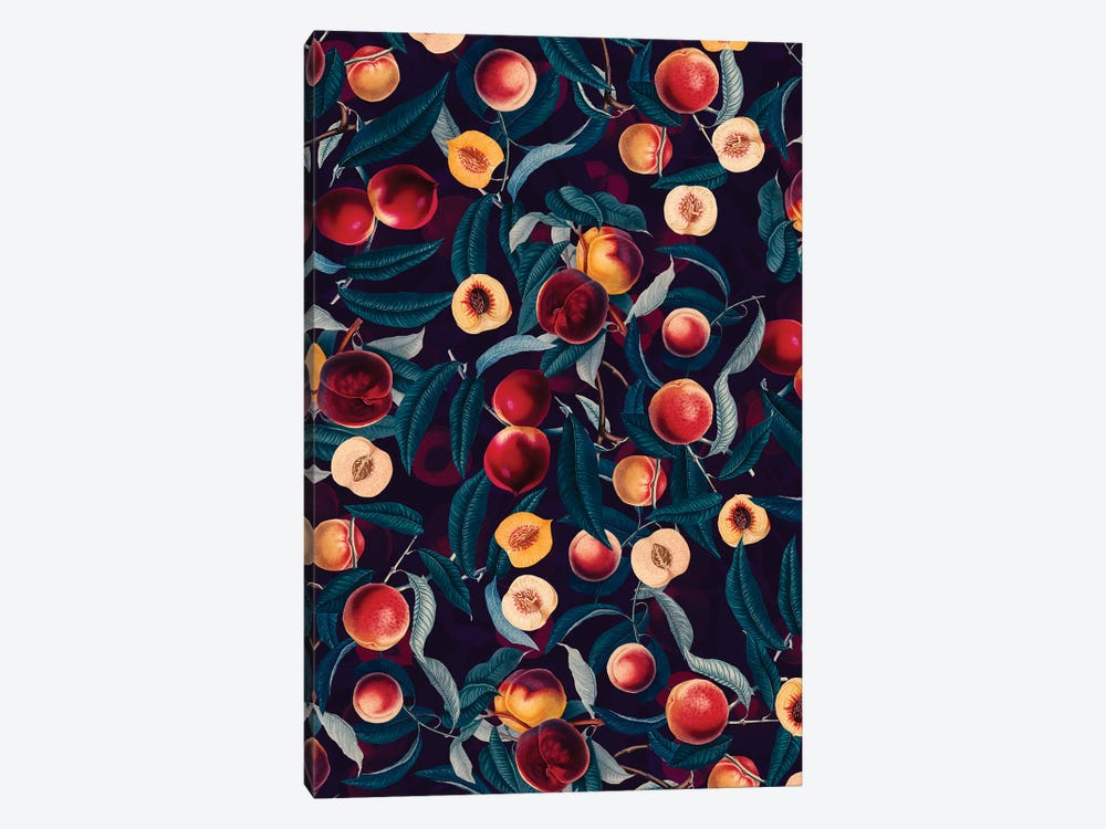 Nectarine And Leaf Pattern 1-piece Canvas Artwork