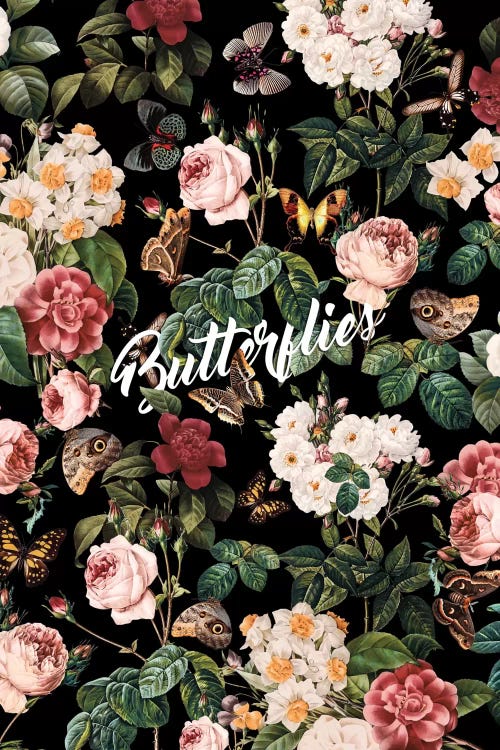 Floral And Butterflies by Burcu Korkmazyurek wall art