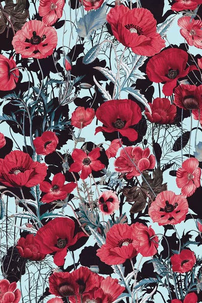 Poppy Floral Pattern by Burcu Korkmazyurek canvas print