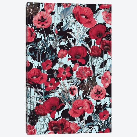 Poppy Floral Pattern Canvas Print #BUR154} by Burcu Korkmazyurek Canvas Print
