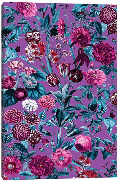 Romantic Floral Pattern Canvas Art Print - Burcu Korkmazyurek