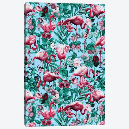 Floral And Flamingo Pattern Art Print by Burcu Korkmazyurek | iCanvas