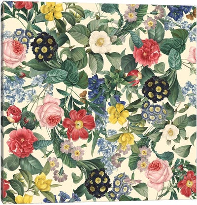 Spring-Summer Botanical Pattern Canvas Art Print - Burcu Korkmazyurek