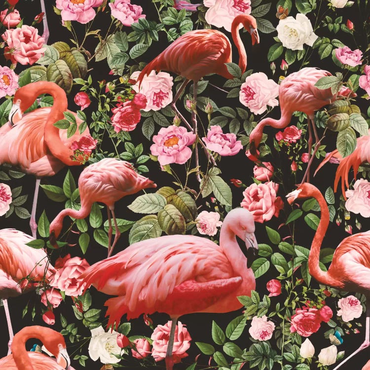 Floral And Flamingo Pattern