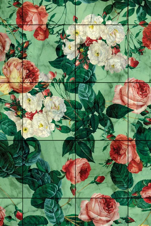 Floral And Marble Texture by Burcu Korkmazyurek wall art