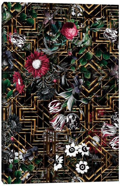 Gatsby And Floral Pattern Canvas Art Print - Burcu Korkmazyurek