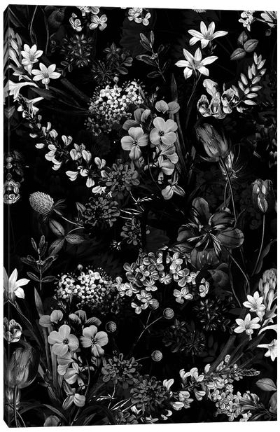 Dark Flower II Canvas Art Print - Black & White Patterns