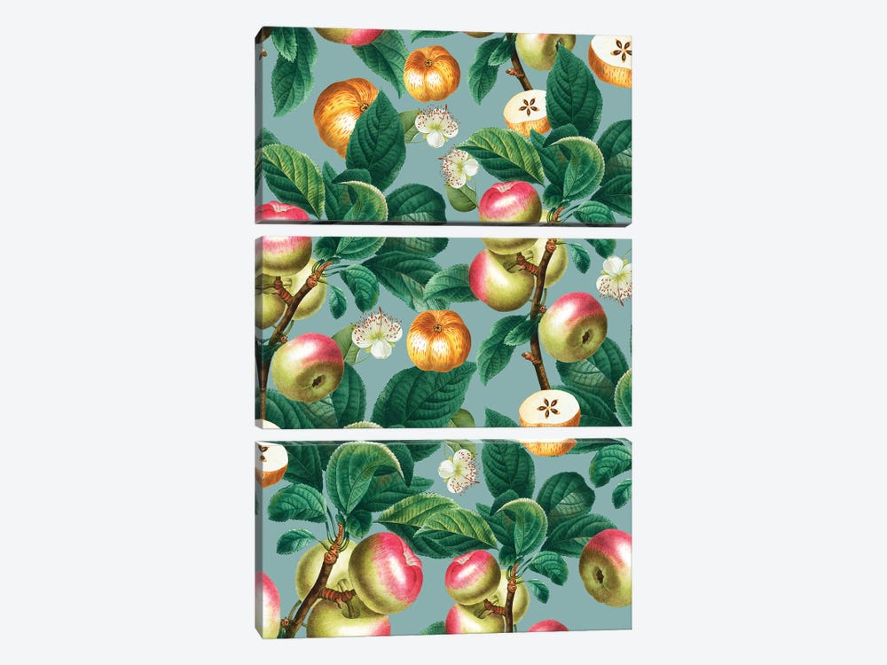 Spring Summer 2022 Fruits Pattern by Burcu Korkmazyurek 3-piece Canvas Print