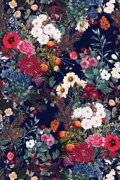 Floral & Botanical Patterns: Midnight Garden VI by Burcu Korkmazyurek